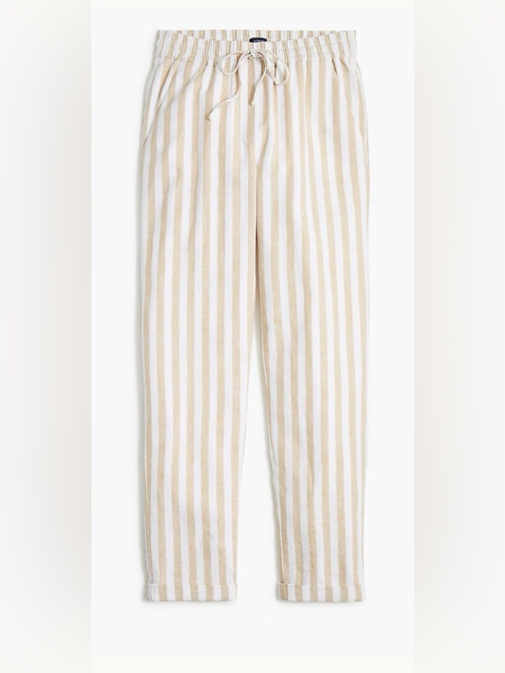 J. Crew Factory Beige and White Striped Drawstring Joggers